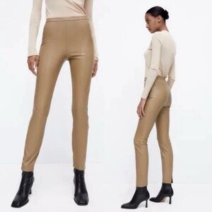 New Without Tags Beautiful Zara Faux Leather Split Hem Pants size XXL